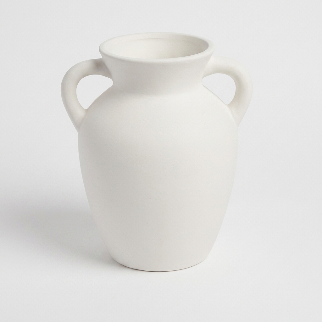 Ivory Ceramic Amphora Decorative Vase - product photo