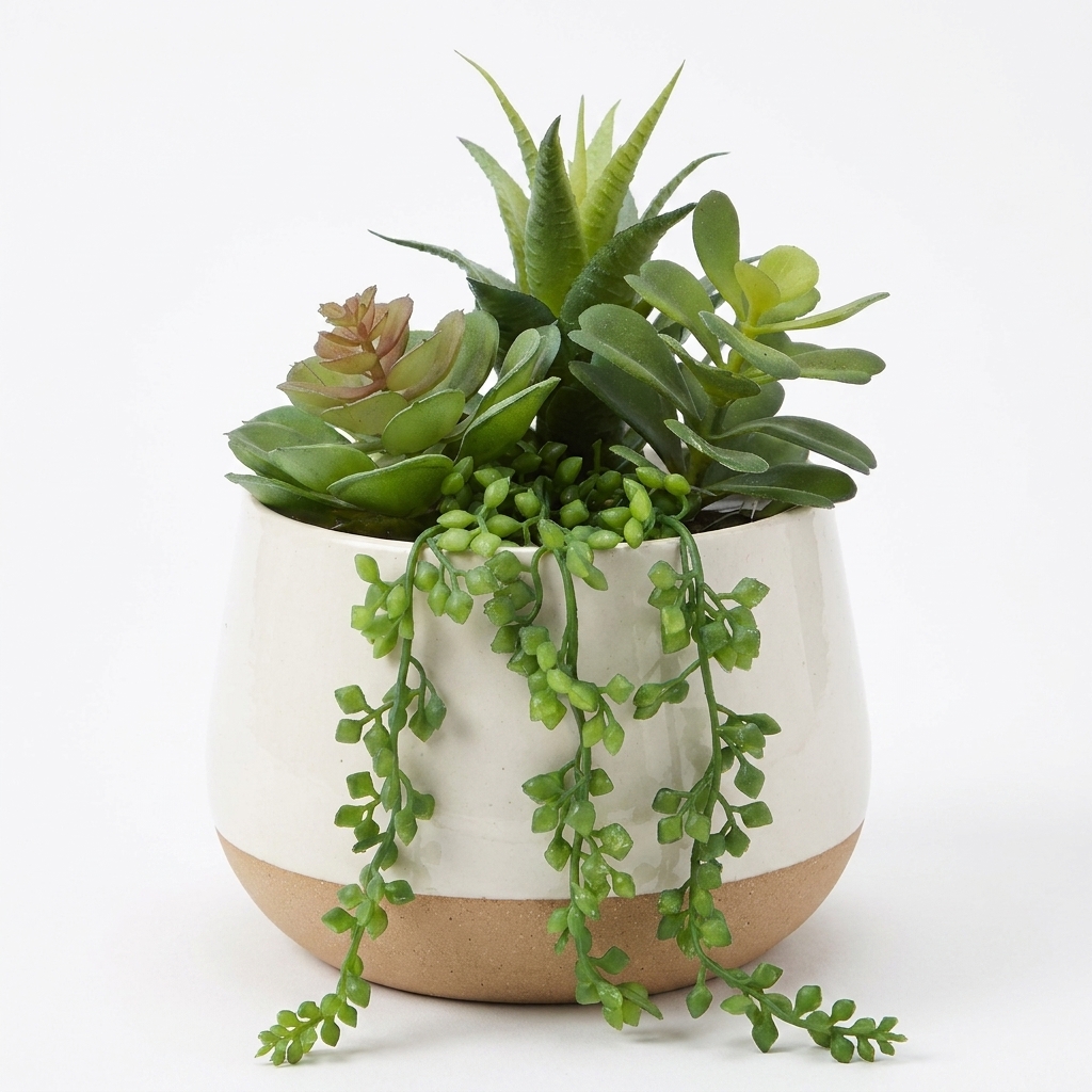 Artificial Succulent Mix with Ceramic Planter - product photo
