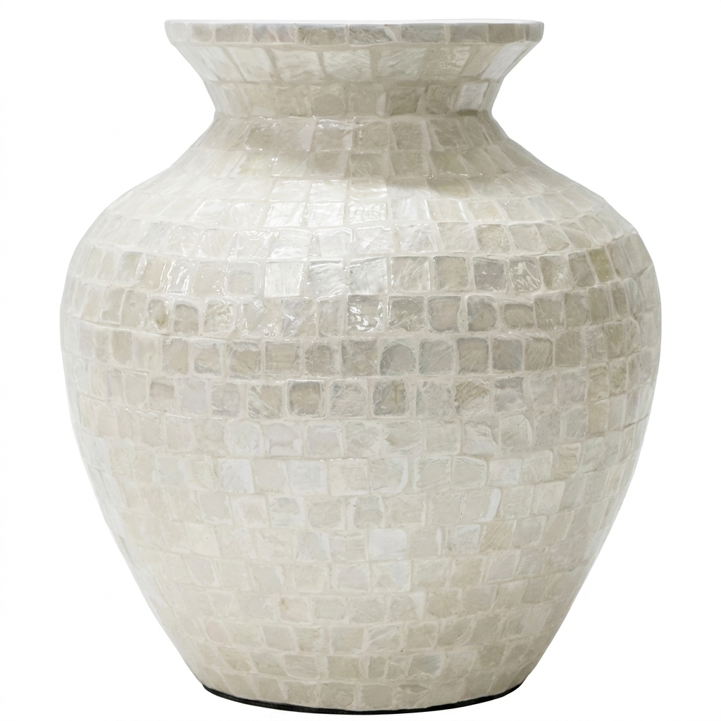 White Tile Capiz Decorative Vase - product photo
